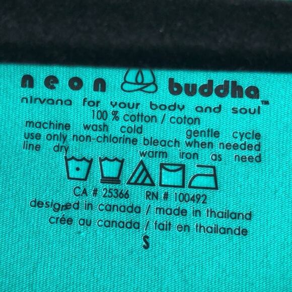 Neon Buddha Teal Green Scoop Neck Button Accents Lagenlook Boho Tunic Top Shirt - Picture 2 of 7